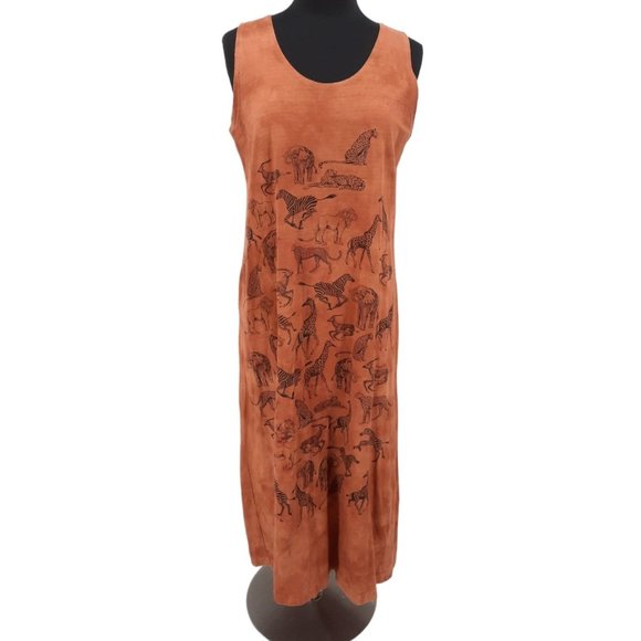 National Wildlife Federation Dresses & Skirts - National Wildlife Federation Rust Orange Tie Dye Safari Jungle Animal Tank Dress